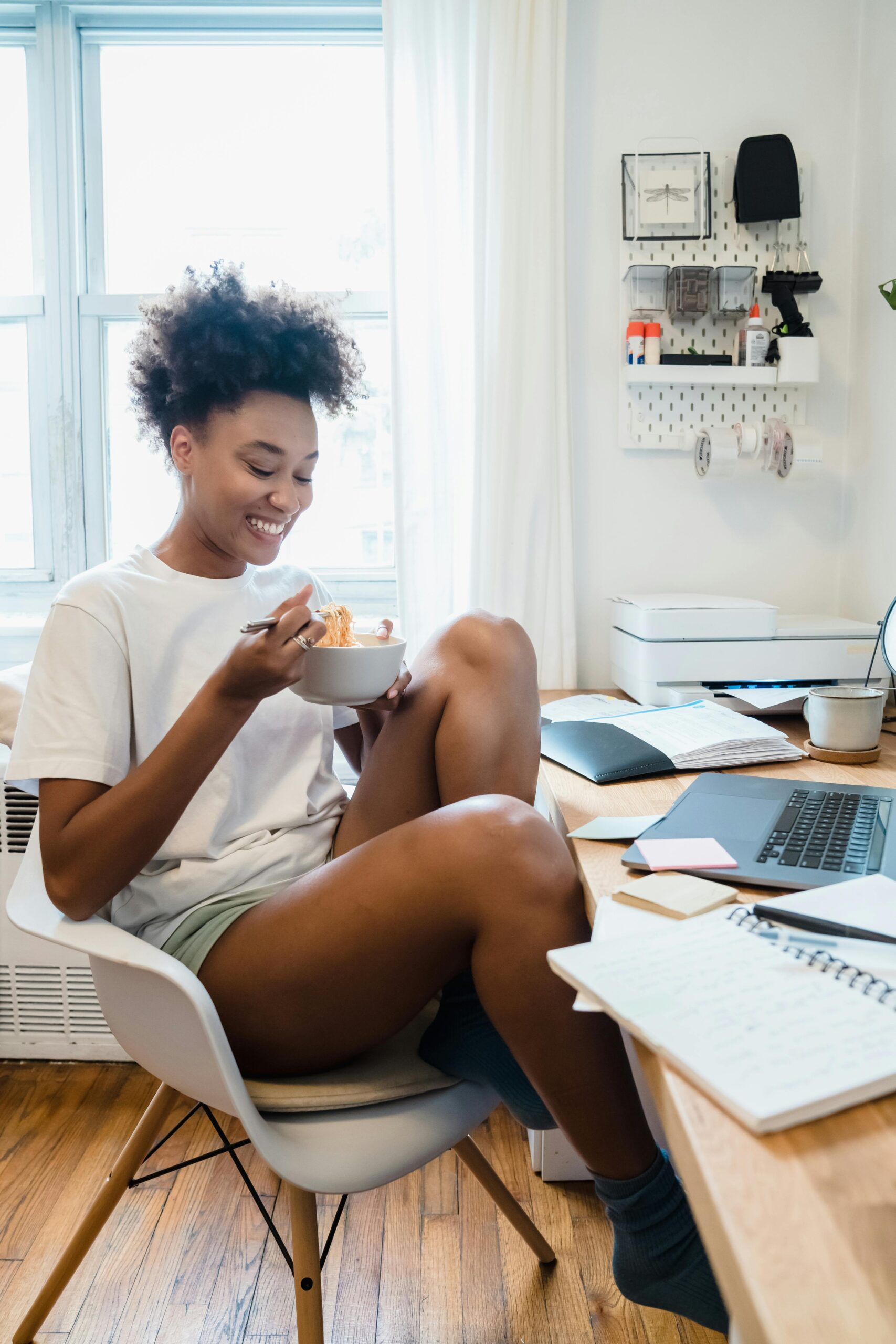 Woman eating intuitively
